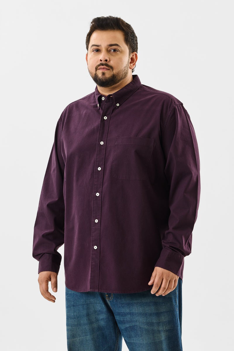 SNITCH Lucia Burgundy Plain Plus Size Shirts - Image 5